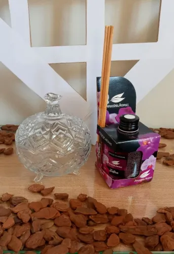 Kit com Difusor de Ambiente Safira + Bomboniere de Vidro 