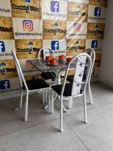 Mesa De 4 Lugares Tubular Branca - Pronta Entrega
