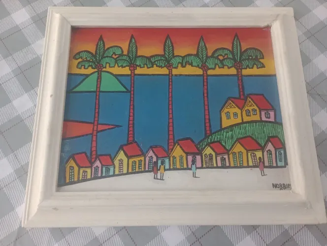 Quadro pintura de NORBIM de 91...Paisagem tropical