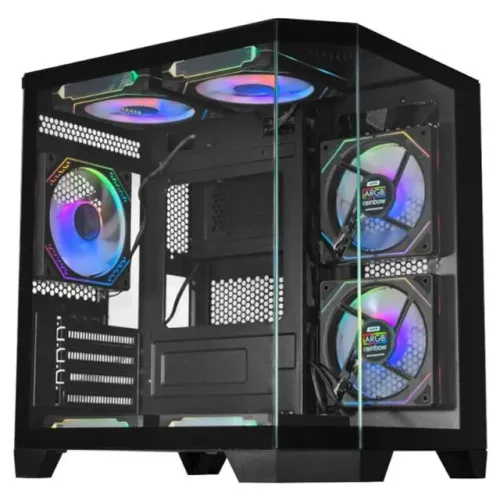 Gabinete Gamer K-Mex Aquário Ângolo Micro, CG-0620, Lateral e Frontal em Vidro, Sem Fan, 