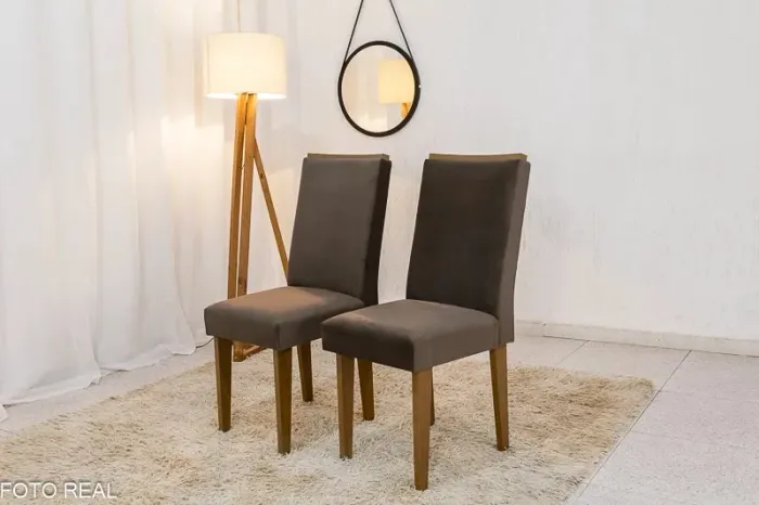 Cadeiras de Jantar Veludo Marrom 100%MDF rf43