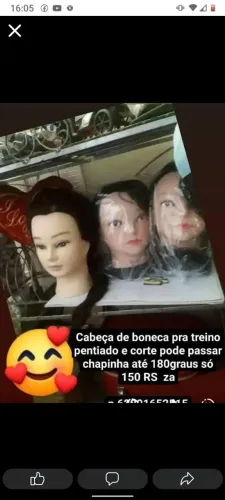 Cabeça de boneca pra treino corte penteado 