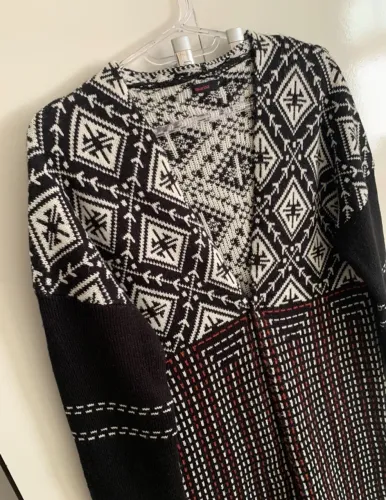(TAM: P-M) Sobretudo Tricot Blusa Cardigan