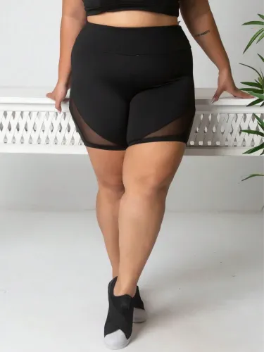 Bermuda Fitness Detalhe Em Tule 11063