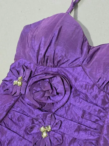 Vestido de Festa Roxo - Tam P - Tafetá - Novo