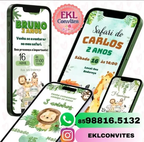 Convites personalizados infantis - todos os temas 