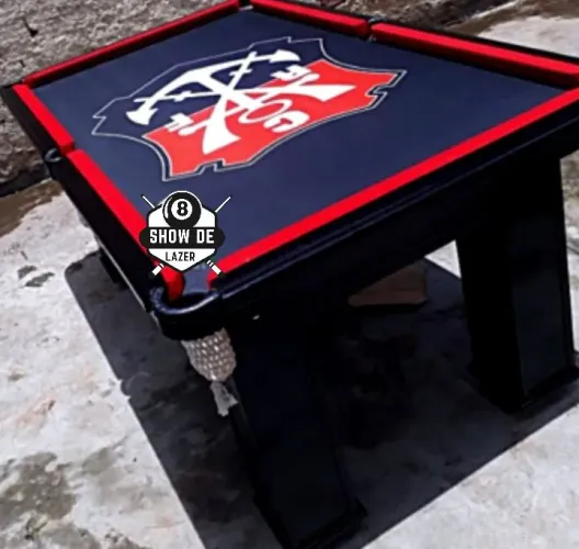 Sinuca Tipo Bilhar Personalizada Flamengo Remo Fundo Preto 