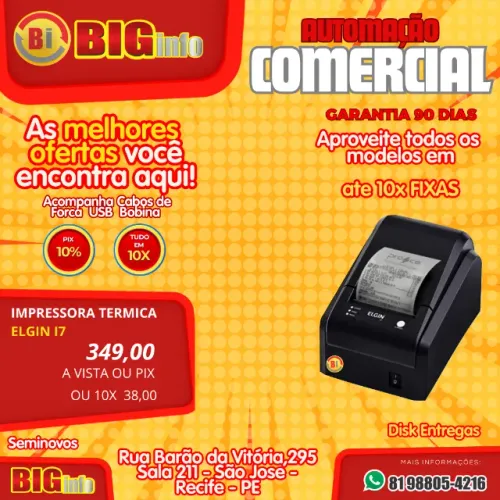 Impressora Termica  Elgin i7 Serrilha de Cupom - Garantia - Em ate 10x Fixas 