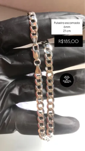 Pulseira 6mm Prata 925 com certificado de garantia