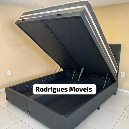 PROMOÇÃO BASE BAU QUEEM BIPARTIDO + COLCHÃO ESPUMA D28 MOLAS ENSACADA QUEEEN