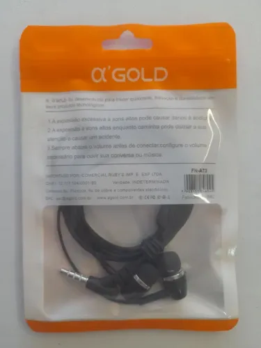 Fone de Ouvido com Fio A'Gold - Novo