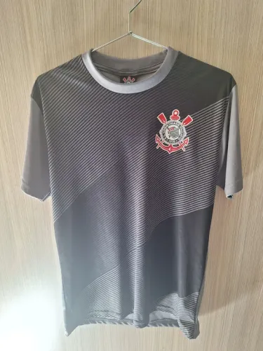 Camiseta Futebol Corinthians Cinza com preto Tamanho P