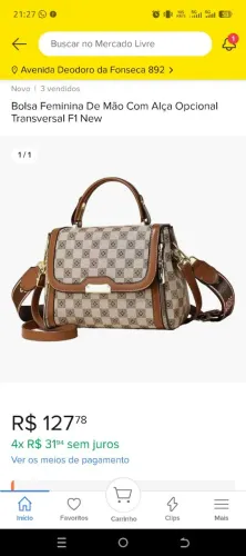 Bolsa Feminina De Mão Com Alça Opcional Transversal F1 New<br>