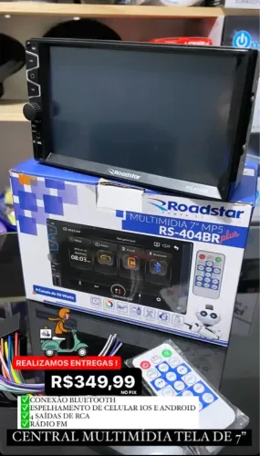 Multimidia MP5 Roadstar (Usb, Bluetooth, Espelhamento, Controle, Rádio Novo!!! 