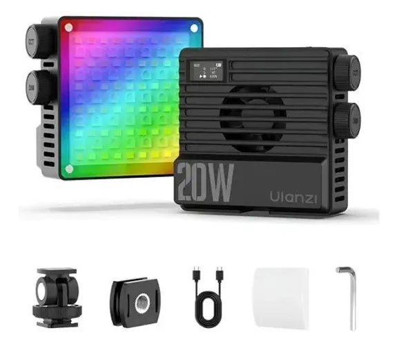 Ulanzi Le20 20w Luz De Vídeo Rgb De Bolso 3200lx Cri95+ 127/220v Preto Rgb