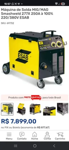 Máquina de solda mig mag Smashweld 277x 250 a 220/380