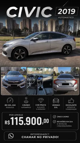 Honda Civic Sedan EXL 2.0 Flex 16V Aut.4p 2019