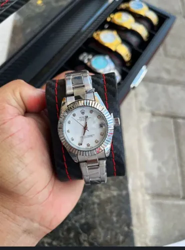 Relógio Estilo Rolex Datejust Feminino em Aço Inoxidável