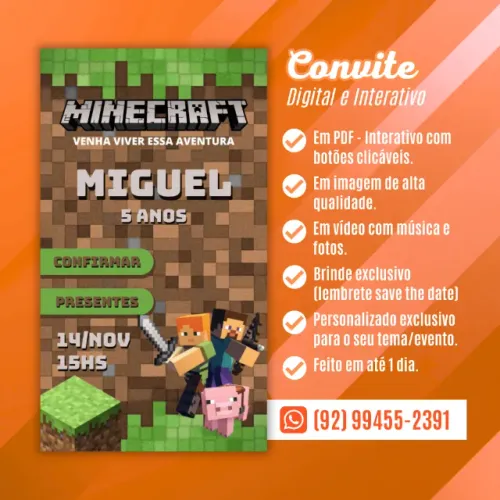 Convite Digital Interativo para Aniversário, Casamento, Chás e etc | Entrega Rápida