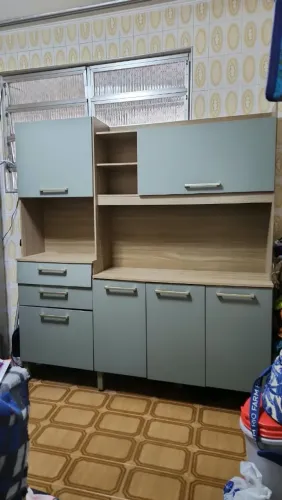 Armário de Cozinha Compacta A 1,94 x L 1,79 x P 39   2 Gavetas<br>Cor: Avena e Menta