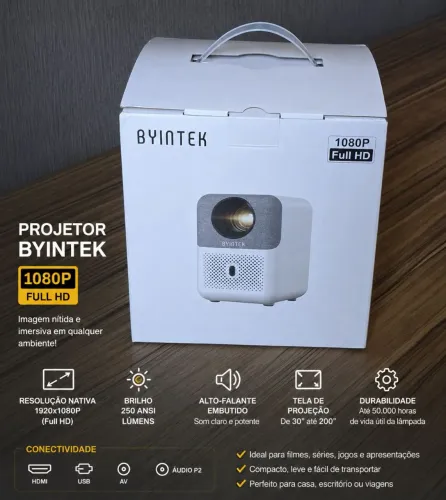 BYINTEK Projetor U4, Suporta 4K 1080P Full HD