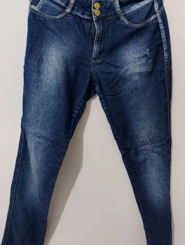 Jeans azul skinny/slim, cintura alta<br>