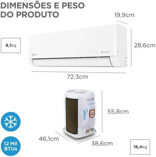 Ar Condicionado Split Hi Wall Midea AI Airvolution Inverter 12.000 Btus Frio 220V R-32