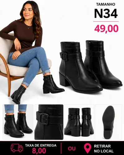 Bota Femenina preta n34