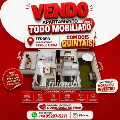 VENDA-TODO MOBILIADO. APARTAMENTO NO COND. PARQUE FLORA