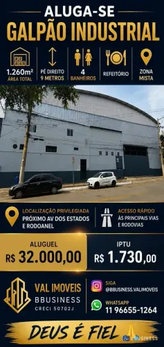Galpão para locação, 1.260m², Prosperidade, São Caetano do Sul, SP