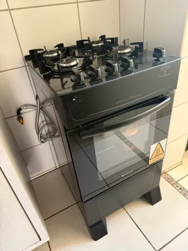 Fogão Atlas Mônaco Top Glass Preto com Forno - 4 Bocas