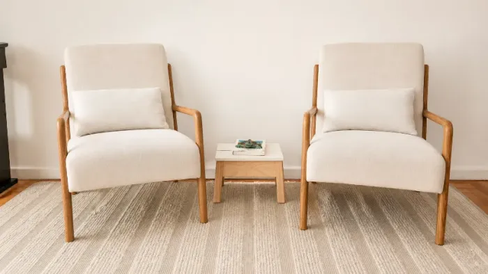 JOGO 2 POLTRONAS DE MADEIRA DE FREIXO E LINHO OFF WHITE - ZARA HOME