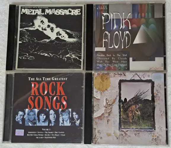 LOTE 4 CDS ROCK INTERNACIONAL ORIGINAL - LED ZEPPELIN, PINK FLOYD, METAL MASSACRE