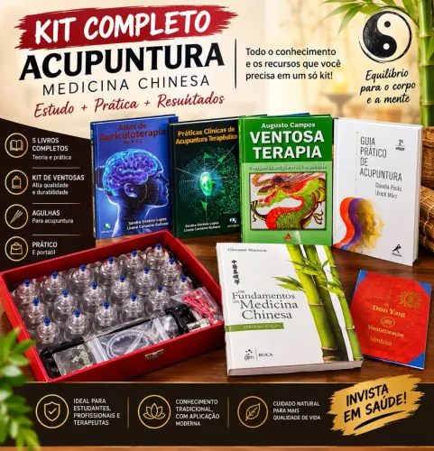 KIT ACUPUNTURA LIVROS E VENTOSA