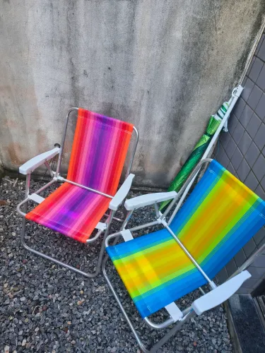 APROVEITE! 2 Cadeiras de praia + sombrinha + raquete