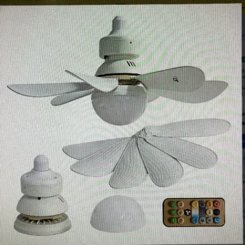 Ventilador de Teto com Lâmpada 80W Silencioso Controle Remoto 42CM Branco