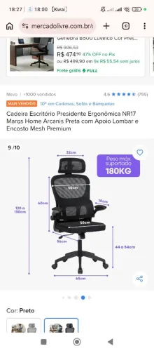 Vende-se cadeira ergométrica presidente 