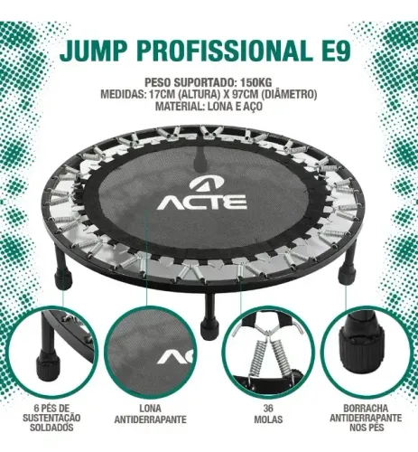 Trampolim Jump E9, Aço, Corssfit e Funcional, Preto - Acte
