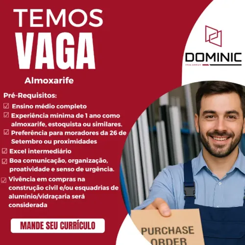 Vaga de Emprego para Almoxarife - 26 de Setembro