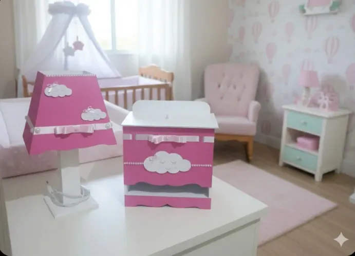 Kit Higiene Bebê Nuvem Rosa (Faço Personalizado Menino/Menina)