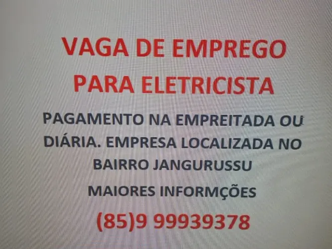 VAGA DE EMPREGO PARA ELETRICISTA