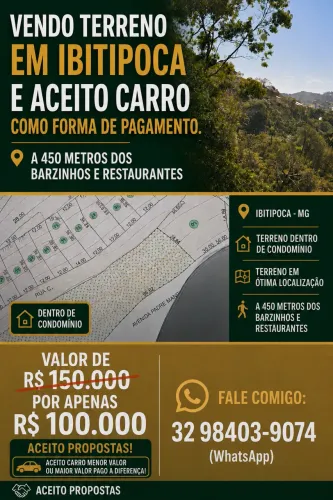 Vendo terreno em Ibitipoca à 500m do centrinho