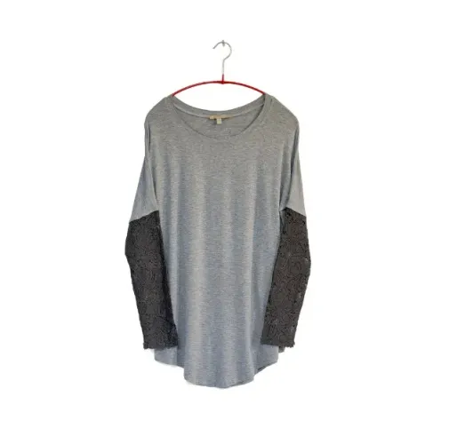 Blusa cinza mescla renda manga 3/4 Bordeaux PP