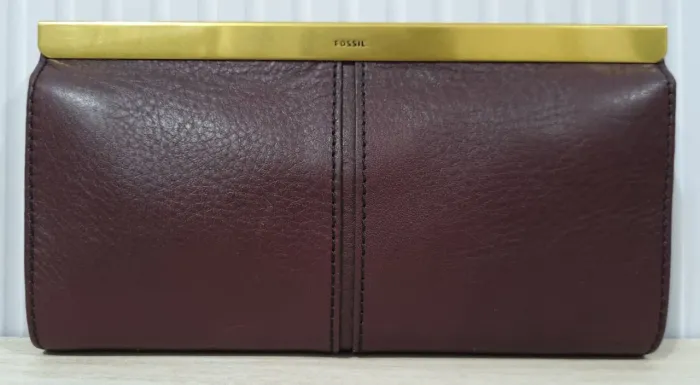 Carteira Clutch Fossil Kayla Couro Genuíno Vinho - Nova Com Etiqueta.