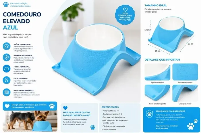Kit comedouro pet água e ração