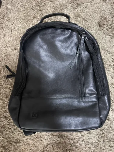 Mochila Masculina de couro preta da bagaggio