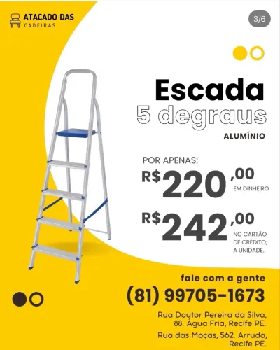Escada 5 degraus no precinho é no Atacado das Cadeiras 