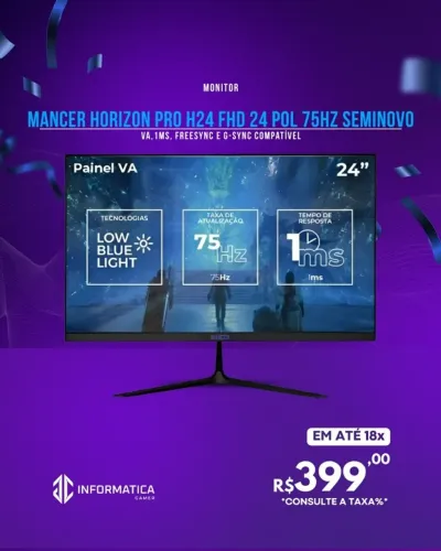 MONITOR MANCER HORIZON PRO H24 FHD 24 POL 75HZ SEMINOVO