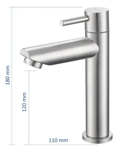 orneira Banheiro Bica Baixa Metal Inox Mesa Nox18 Doan Acabamento Fosco Cor Prateada