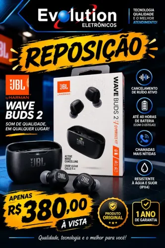 Fone original JBL WAVE BUDS 2= produto novo e com 1 ano de garantia